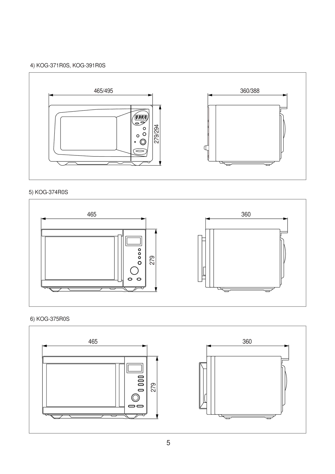 Daewoo KOG-391G0S, KOG-371H0S, KOG-373R0S, KOG-374R0S, KOG-375R0S, KOG-393R0S, KOG-391H0S, KOG-376T1S service manual 465 360 