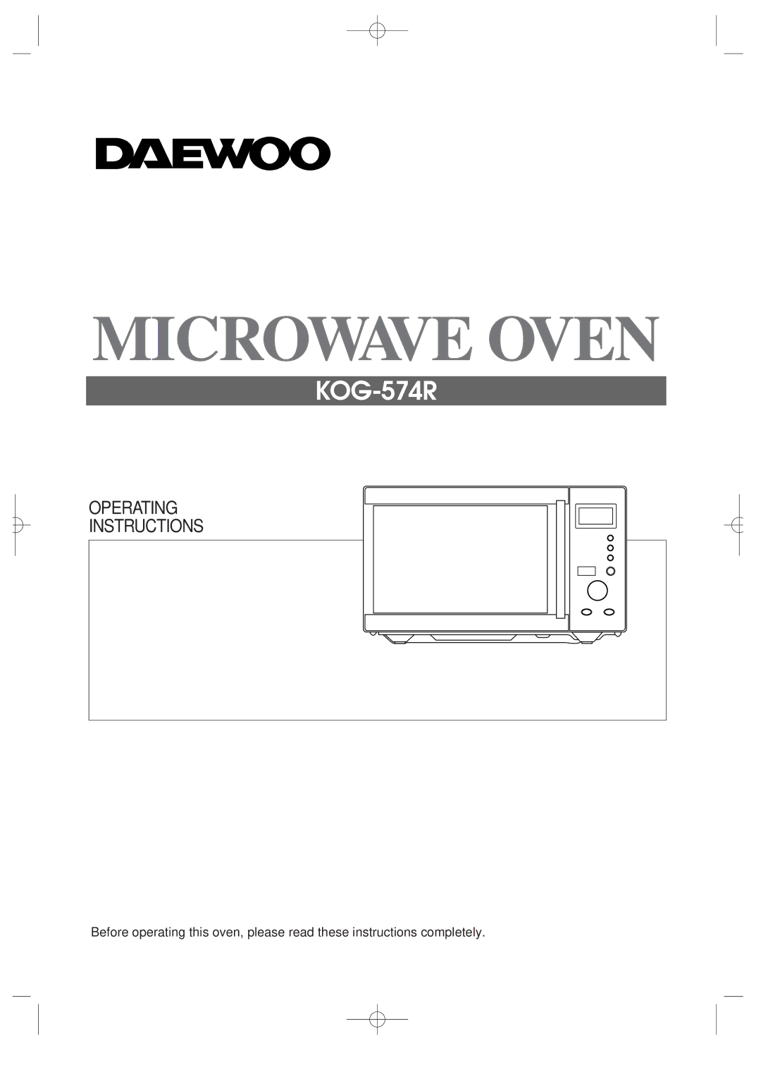 Daewoo KOG-574R operating instructions Microwave Oven 