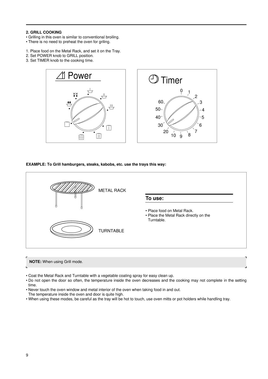 Daewoo KOG-8755 manual To use, Grill Cooking 