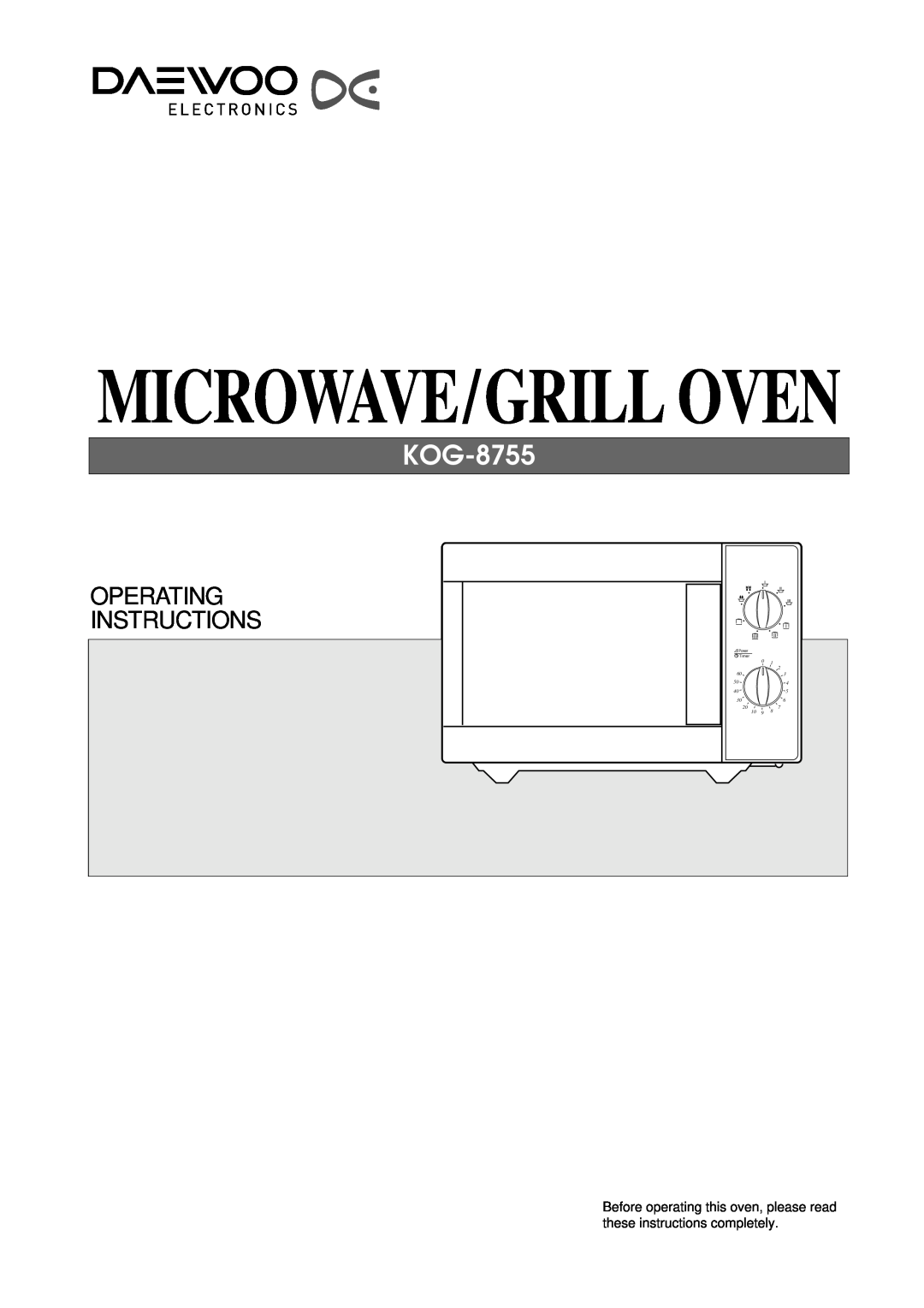 Daewoo KOG-8755 manual Microwave/Grill Oven, Operating Instructions, 306, Power Timer 