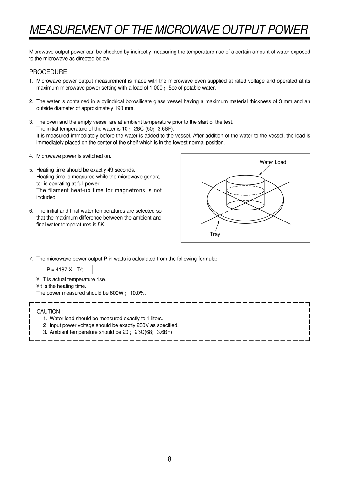 Daewoo KOR-61151, KOR-61155 service manual Measurement of the Microwave Output Power 