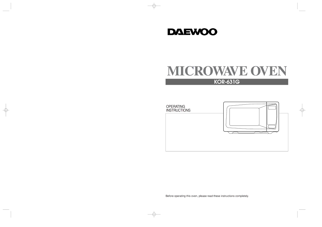 Daewoo KOR-631G manual Microwave Oven 