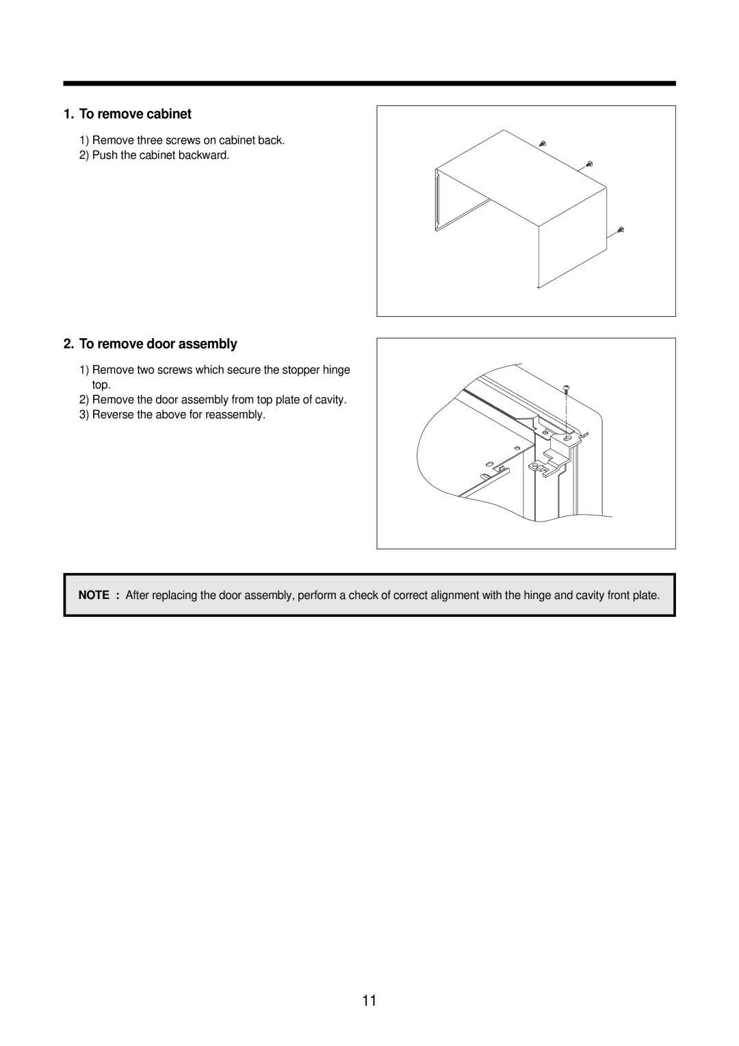 Daewoo KOR-631G0A, KOR-861H0A, KOR-631G9A, KOR-861G0A, KOR-631H0A, KOR-631H9A service manual To remove cabinet 