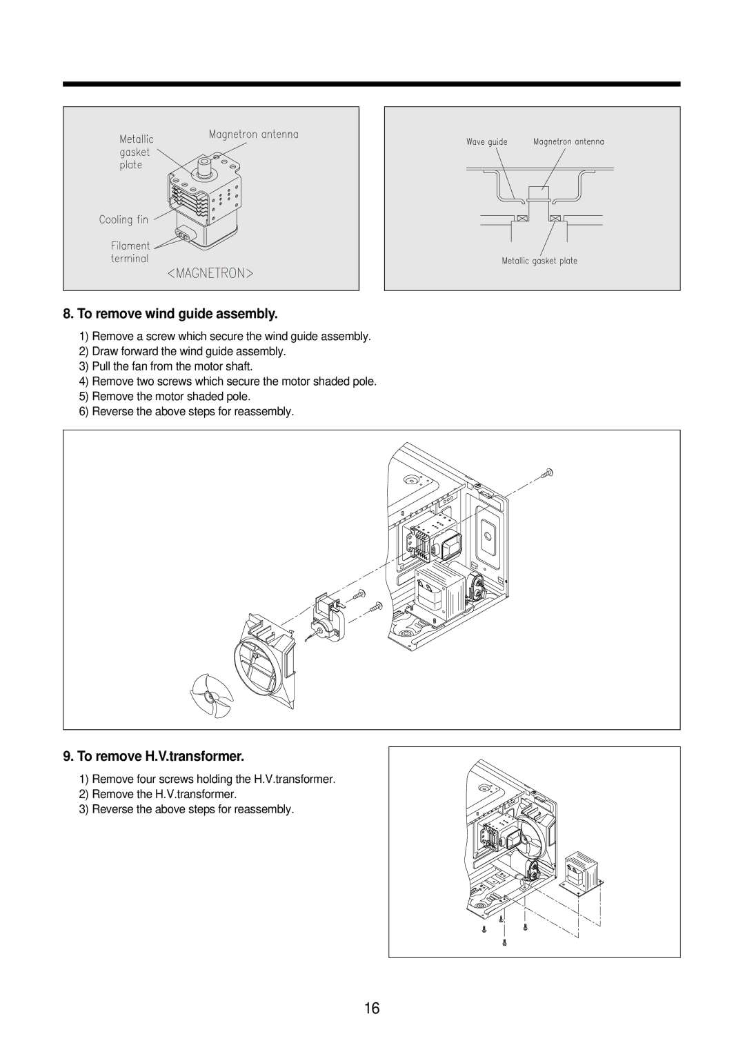 Daewoo KOR-631H9A, KOR-631G0A, KOR-861H0A, KOR-631G9A, KOR-861G0A, KOR-631H0A service manual To remove wind guide assembly 