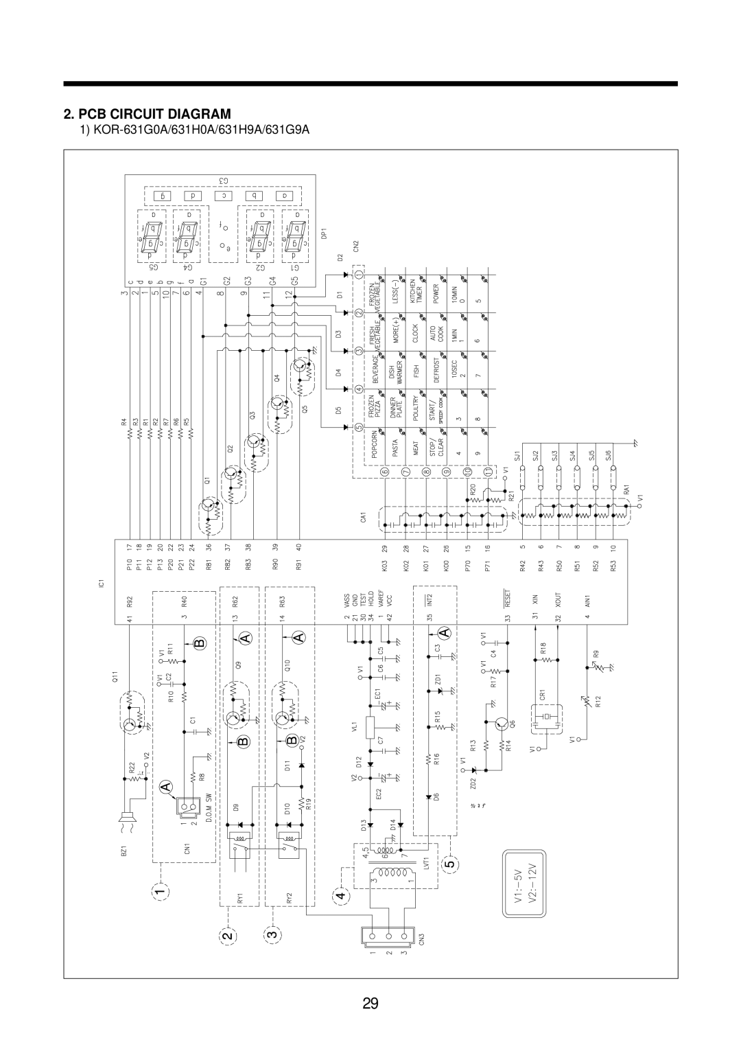 Daewoo KOR-631G0A, KOR-861H0A, KOR-631G9A, KOR-861G0A, KOR-631H0A, KOR-631H9A service manual PCB Circuit Diagram 