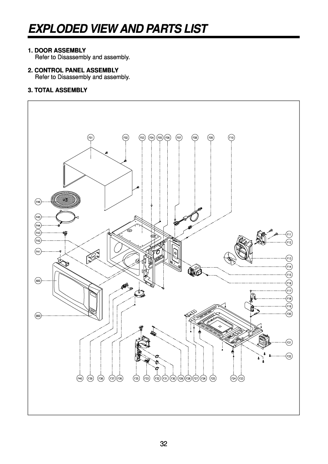 Daewoo KOR-861G0A Exploded View And Parts List, Door Assembly, Refer to Disassembly and assembly, Total Assembly 