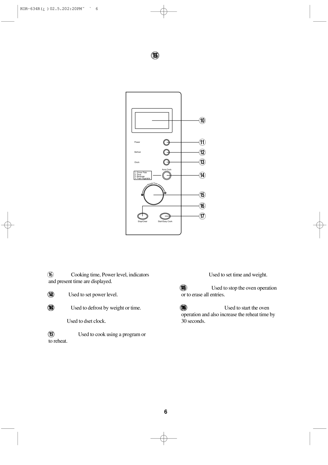 Daewoo KOR-634R operating instructions Features Diagram 