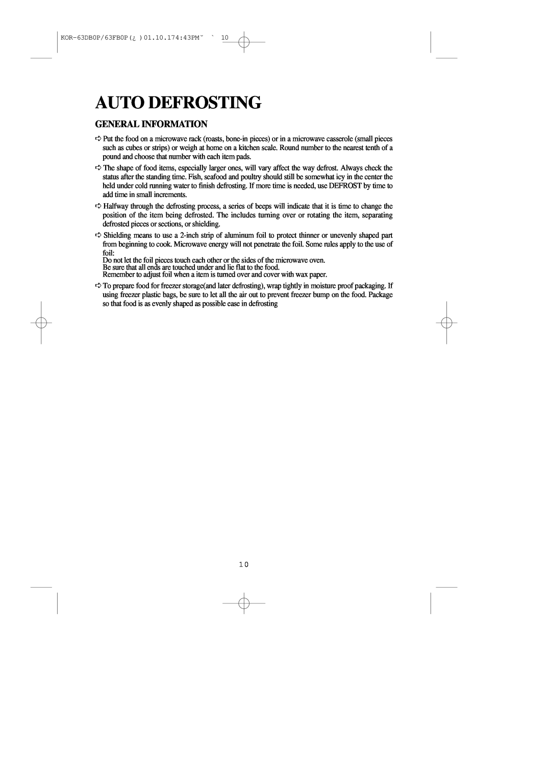 Daewoo KOR-63DB/63FB manual Auto Defrosting, General Information 