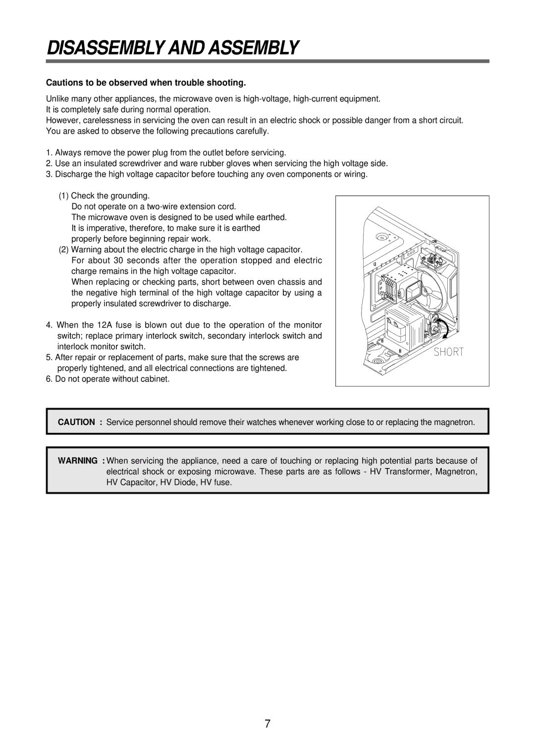 Daewoo KOR-63D70S, KOR-63F70S, KOR-63F79S service manual Disassembly and Assembly 