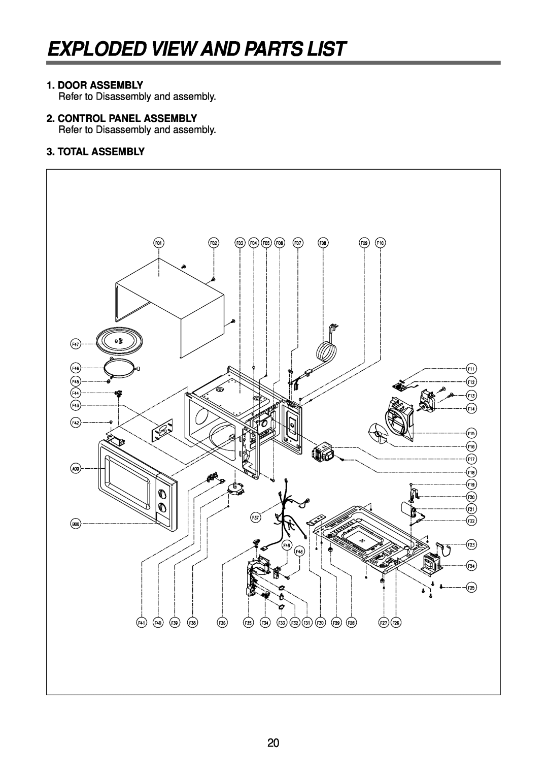Daewoo KOR-63F70S Exploded View And Parts List, Door Assembly, Refer to Disassembly and assembly, Total Assembly 