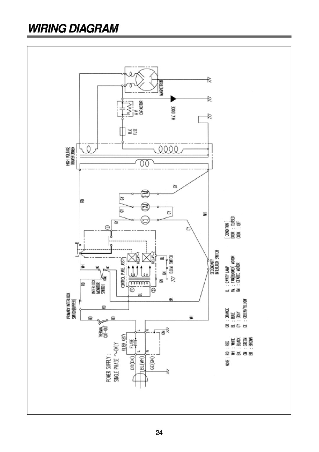 Daewoo KOR-63FB9S, KOR-63FB0S, KOR-63DB9S, KOR-63DB0S service manual Wiring Diagram 