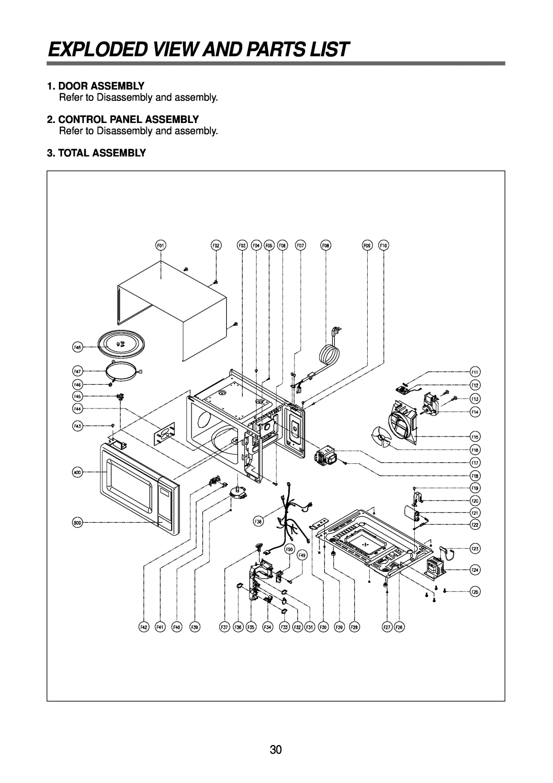 Daewoo KOR-63DB0S Exploded View And Parts List, Door Assembly, Refer to Disassembly and assembly, Total Assembly 
