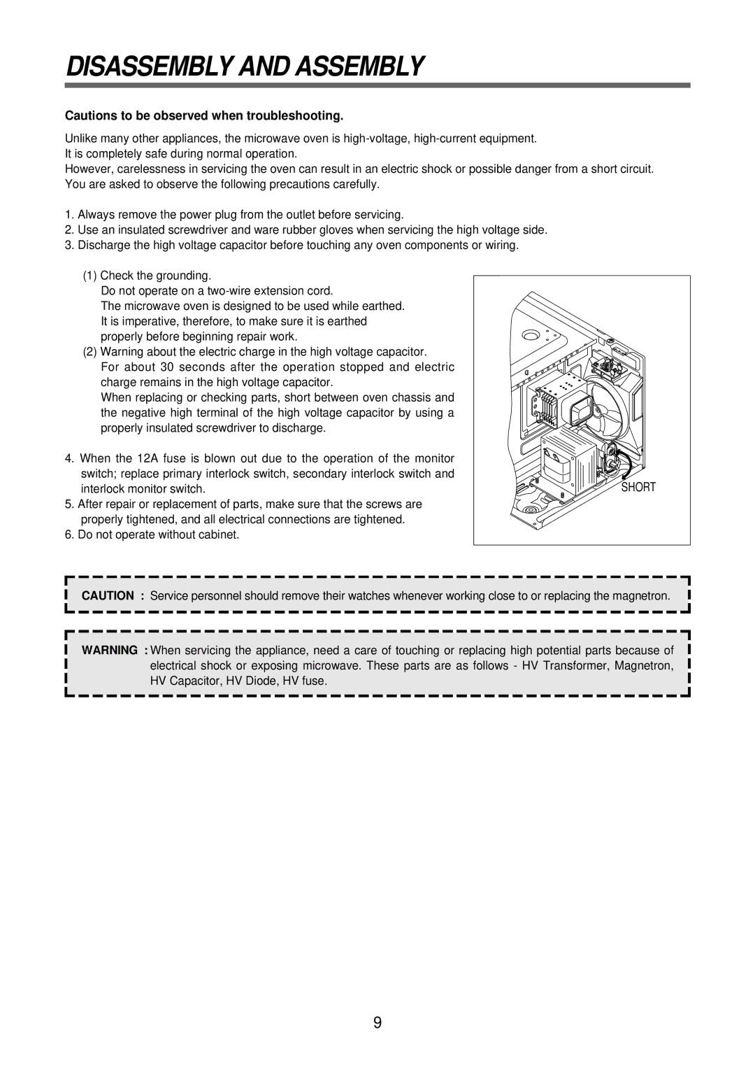 Daewoo KOR-6Q2B5S service manual Disassembly and Assembly 