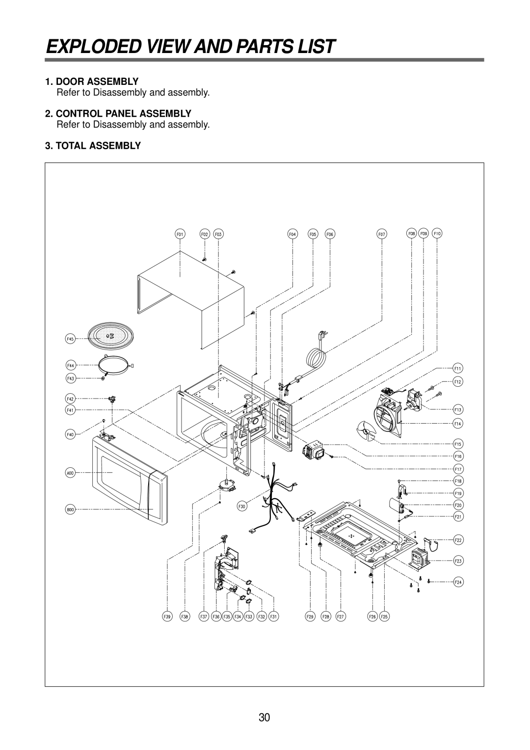 Daewoo KOR-6Q2B5S service manual Exploded View and Parts List, Door Assembly, Total Assembly 