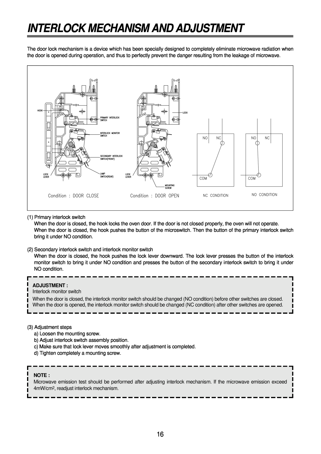 Daewoo KOR-6Q2B5S service manual Interlock Mechanism And Adjustment 