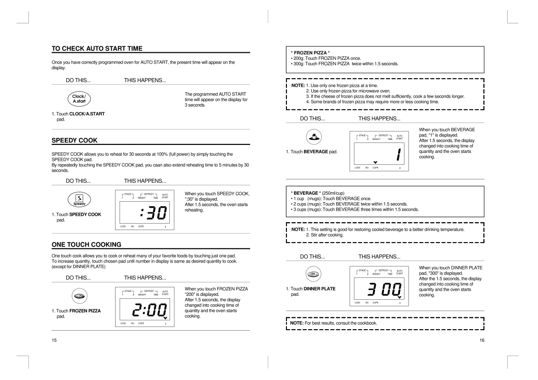 Daewoo KOR-810P manual To Check Auto Start Time, Speedy Cook, ONE Touch Cooking 