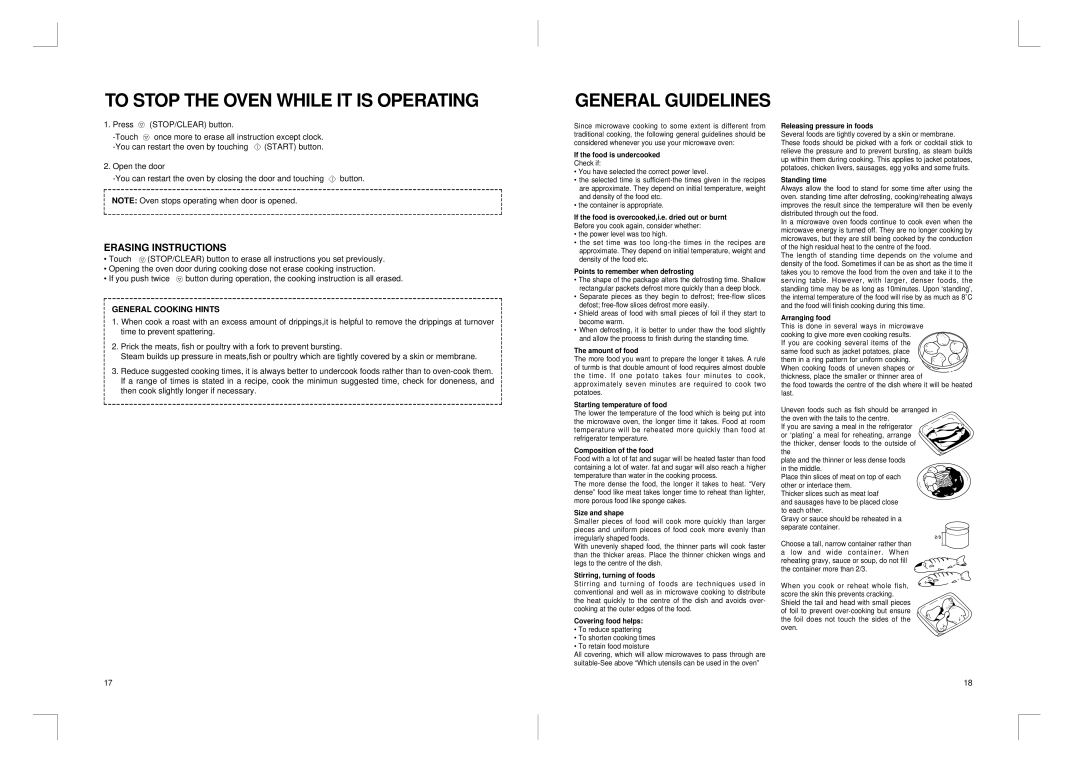 Daewoo KOR-816T0A manual To Stop the Oven While IT is Operating, Erasing Instructions 