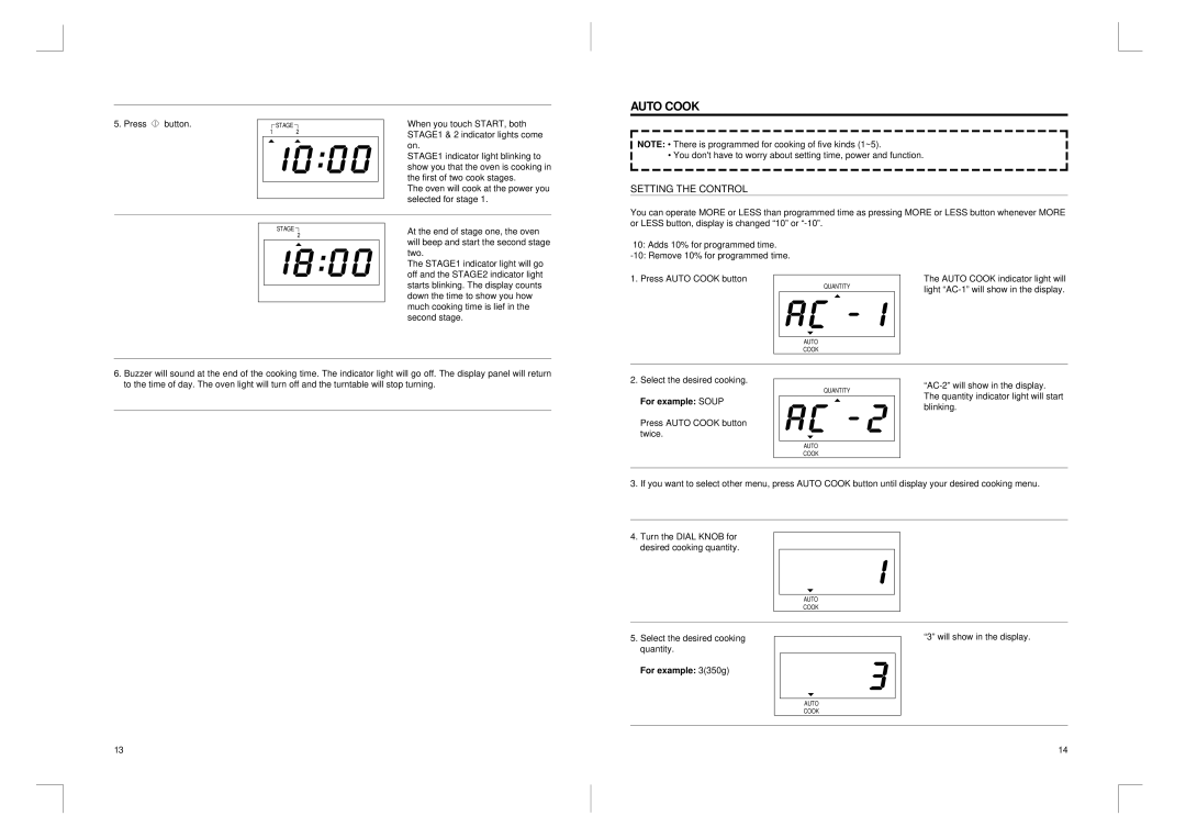 Daewoo KOR-816T0A manual Auto Cook, For example 3350g 