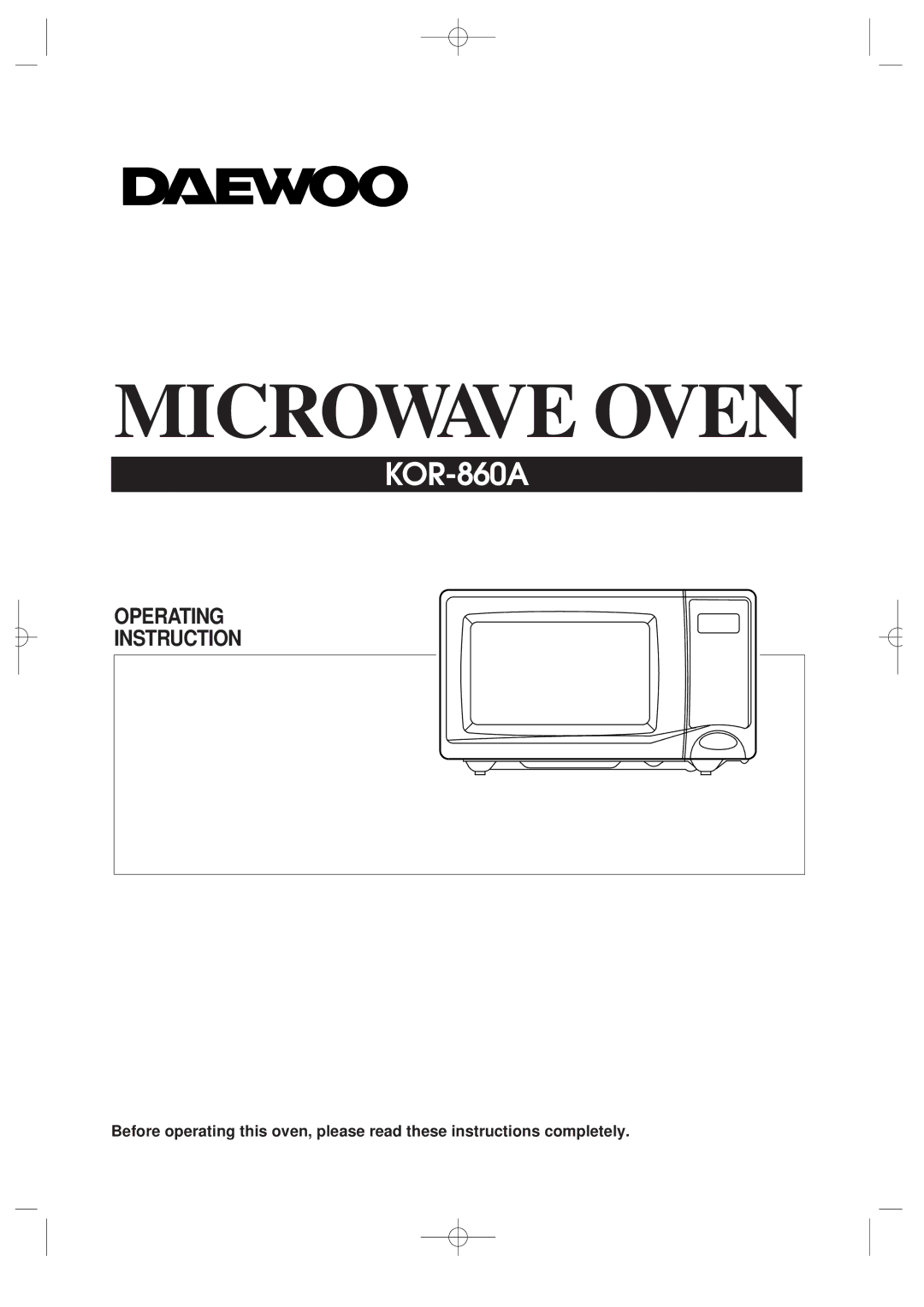 Daewoo KOR-860A manual Microwave Oven 