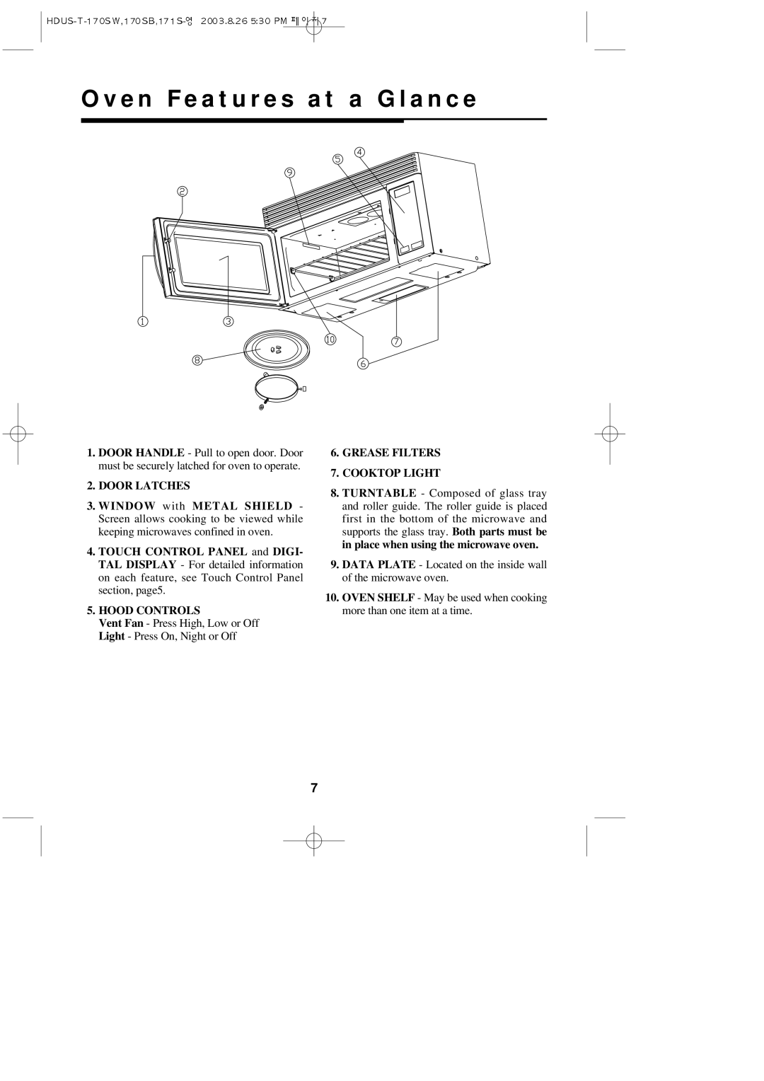 Daewoo KOT-172S, KOT-170SW, KOT-170SB important safety instructions E n F e a t u r e s a t a G l a n c e, Door Latches 