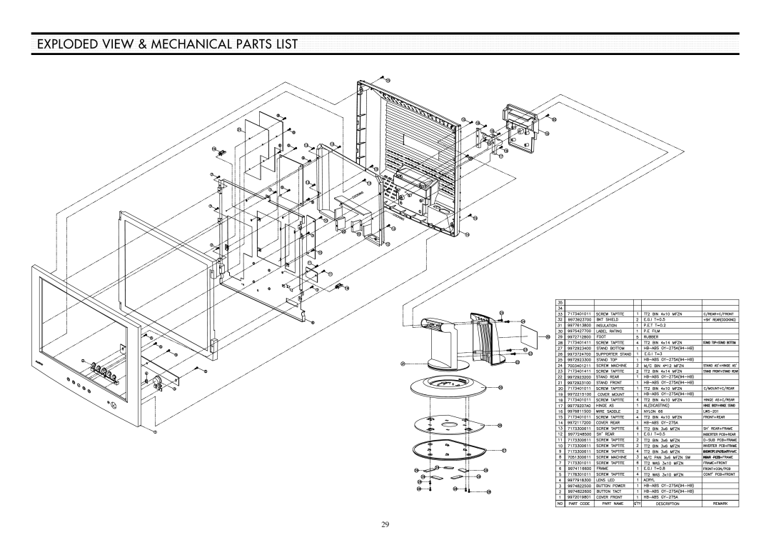 Daewoo L510B1 service manual Exploded View & Mechanical Parts List 