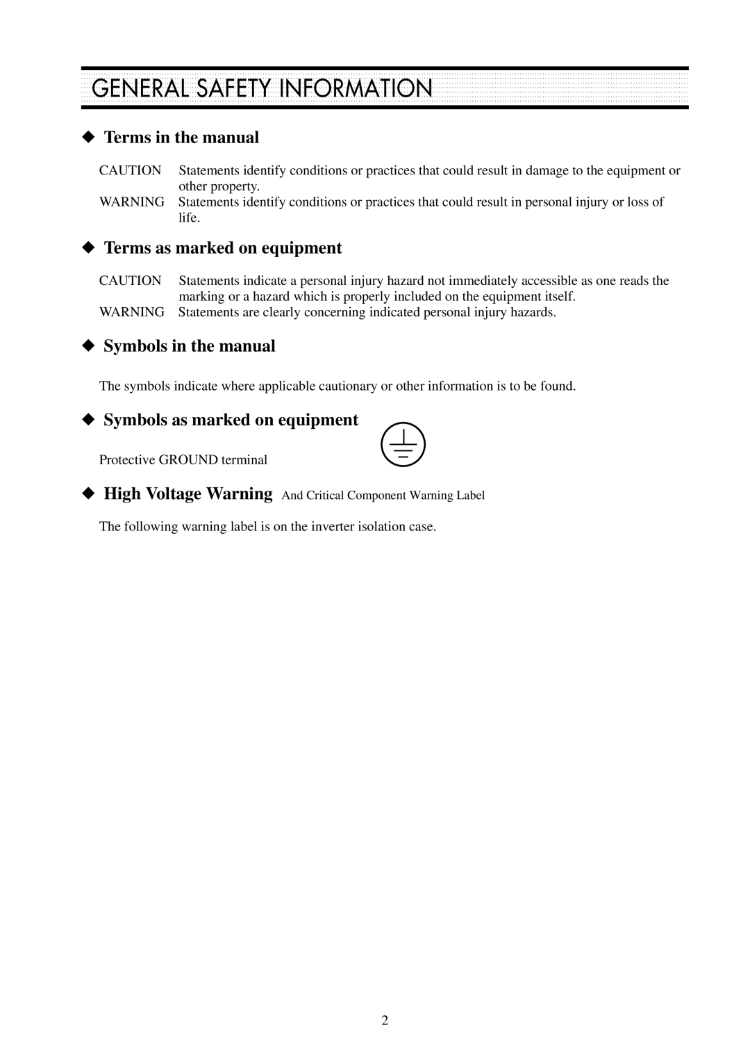 Daewoo L510B1 General Safety Information, Terms in the manual, Terms as marked on equipment, Symbols in the manual 