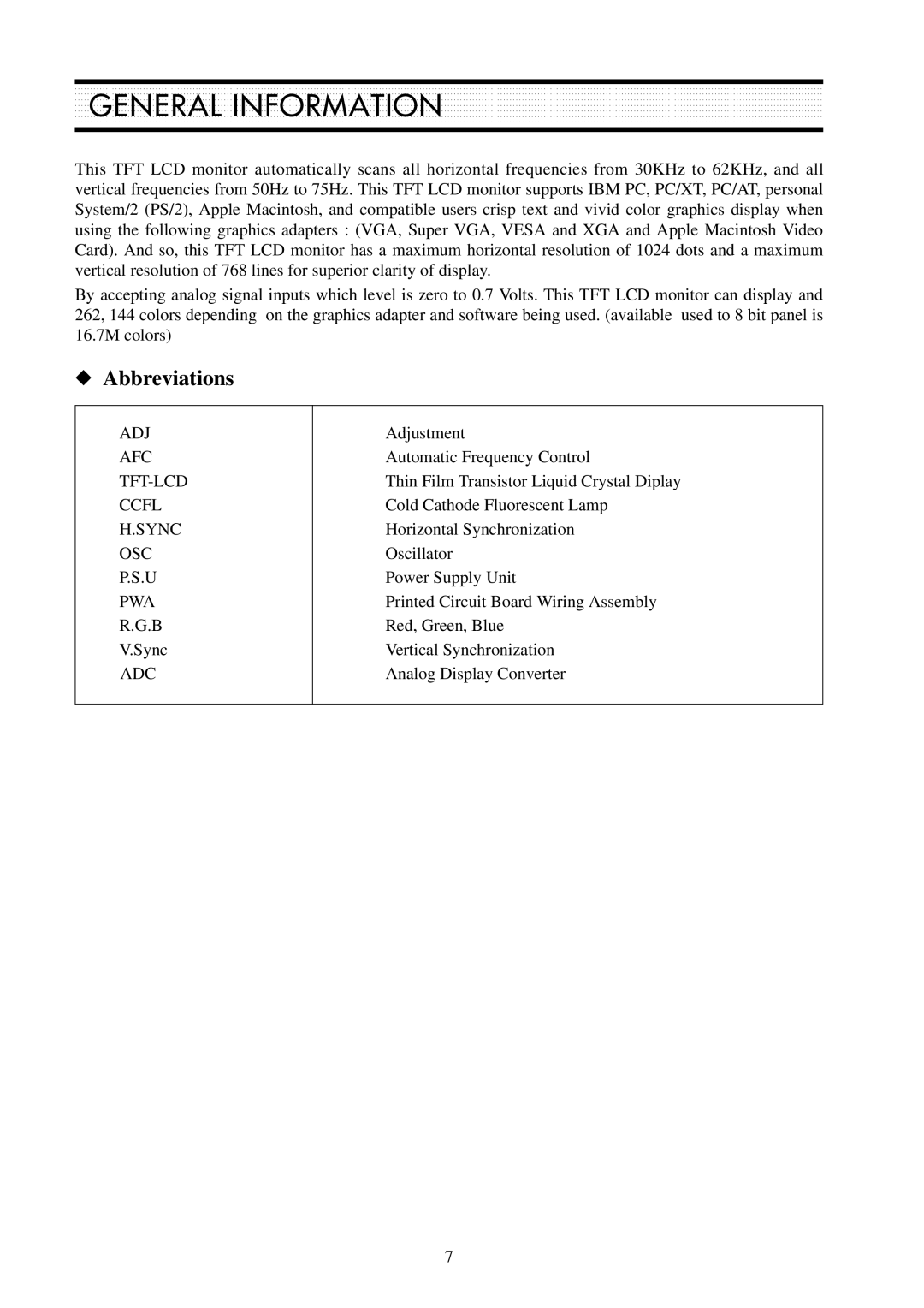 Daewoo L510B1 service manual General Information, Abbreviations 