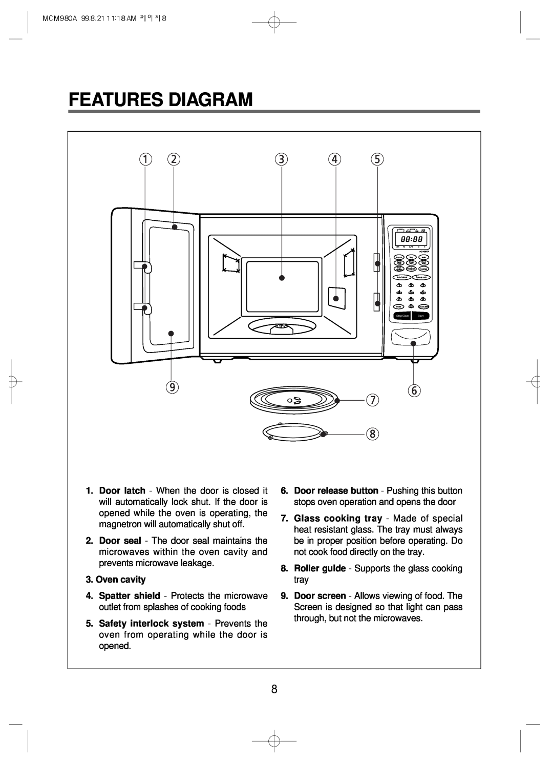 Daewoo MCM980A manual Features Diagram 