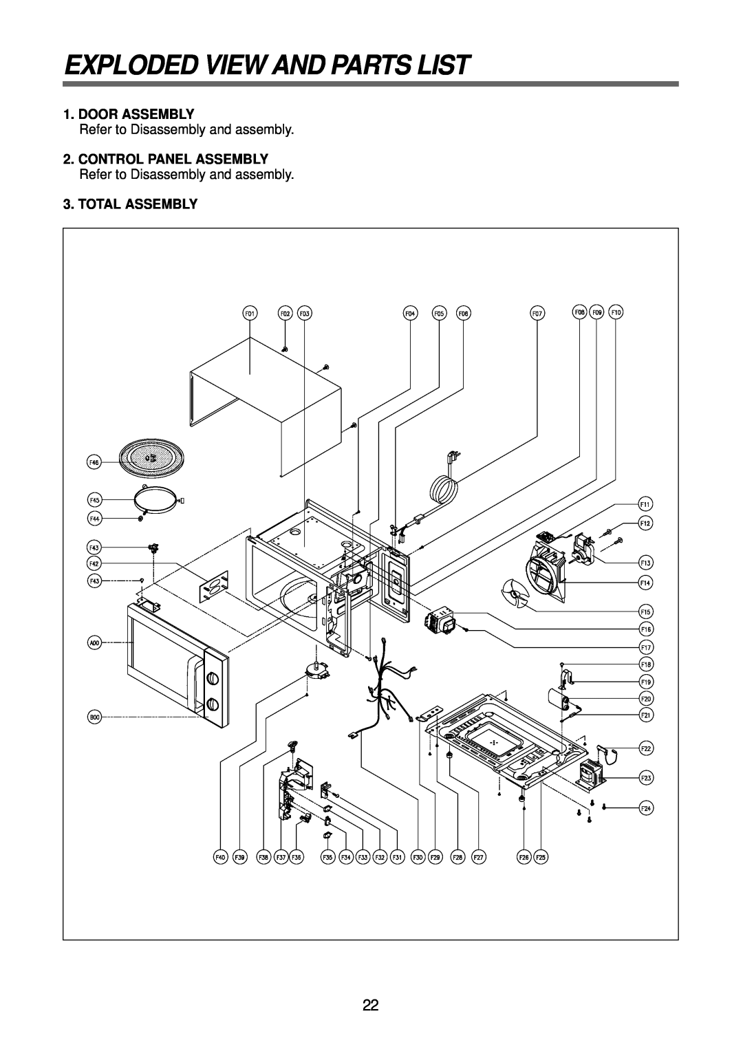 Daewoo KOR-6N575S Exploded View And Parts List, Door Assembly, Refer to Disassembly and assembly, Total Assembly 
