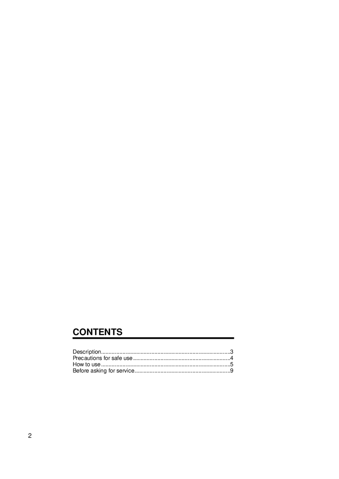 Daewoo RC-1O5 owner manual Contents 