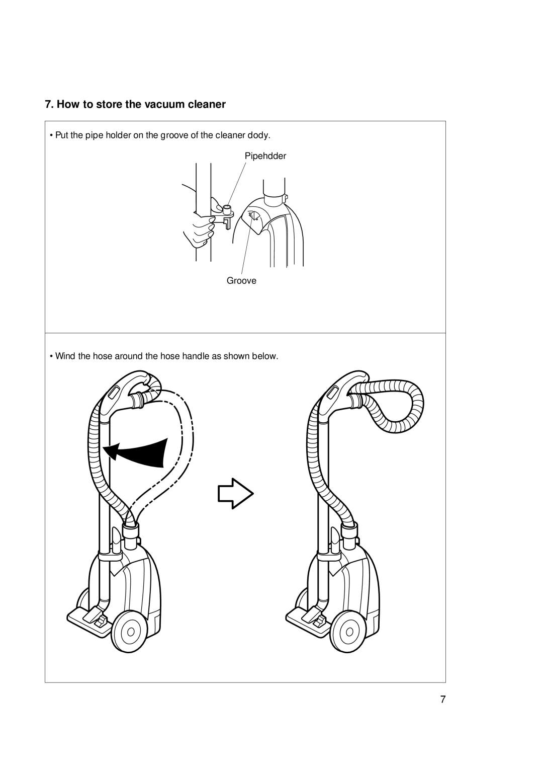 Daewoo RC-1O5 owner manual How to store the vacuum cleaner 