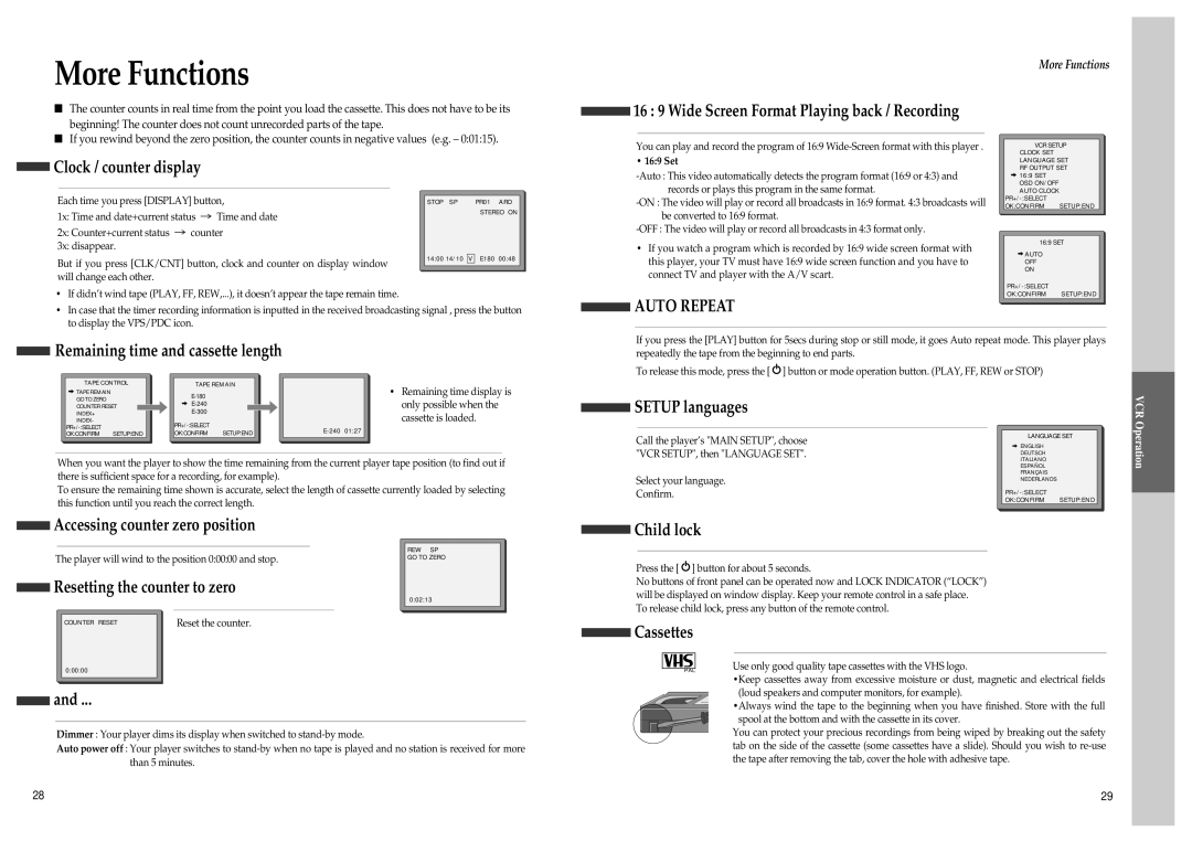 Daewoo SD-3500, SD-9500 owner manual More Functions 