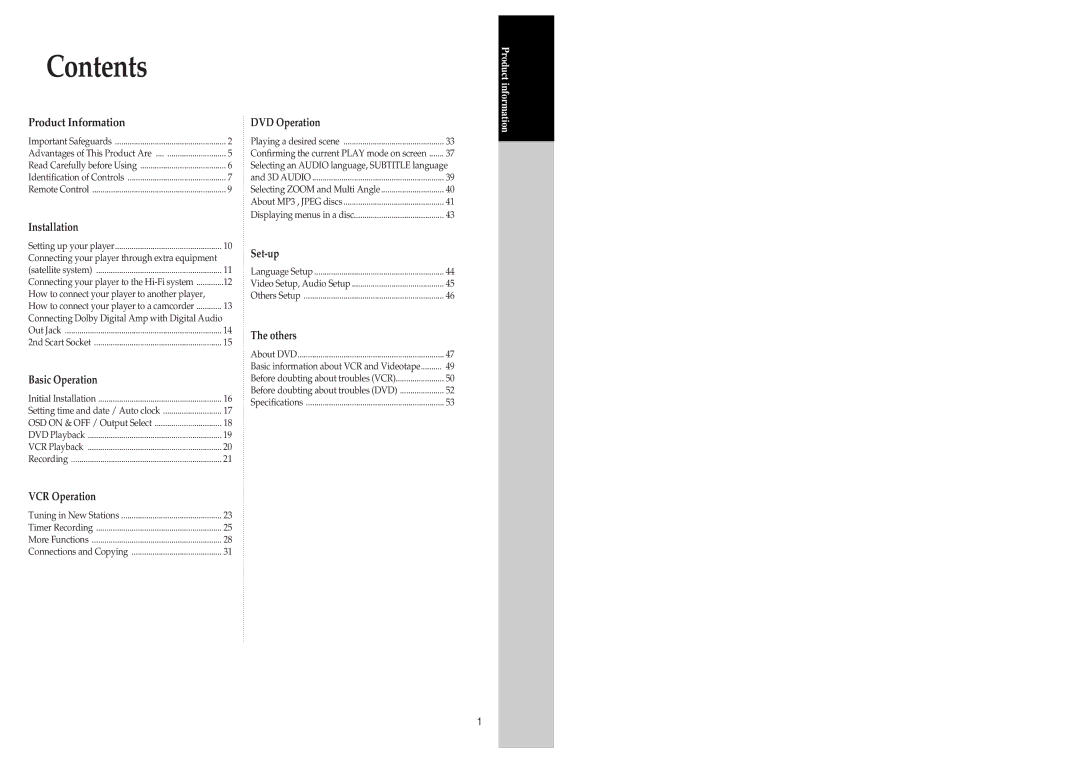 Daewoo SD-3500, SD-9500 owner manual Contents 