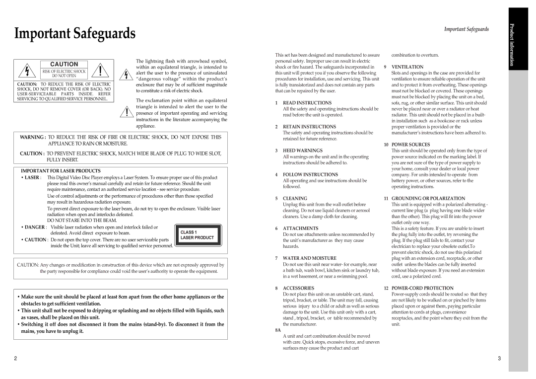 Daewoo SD-9500, SD-3500 owner manual Important Safeguards 