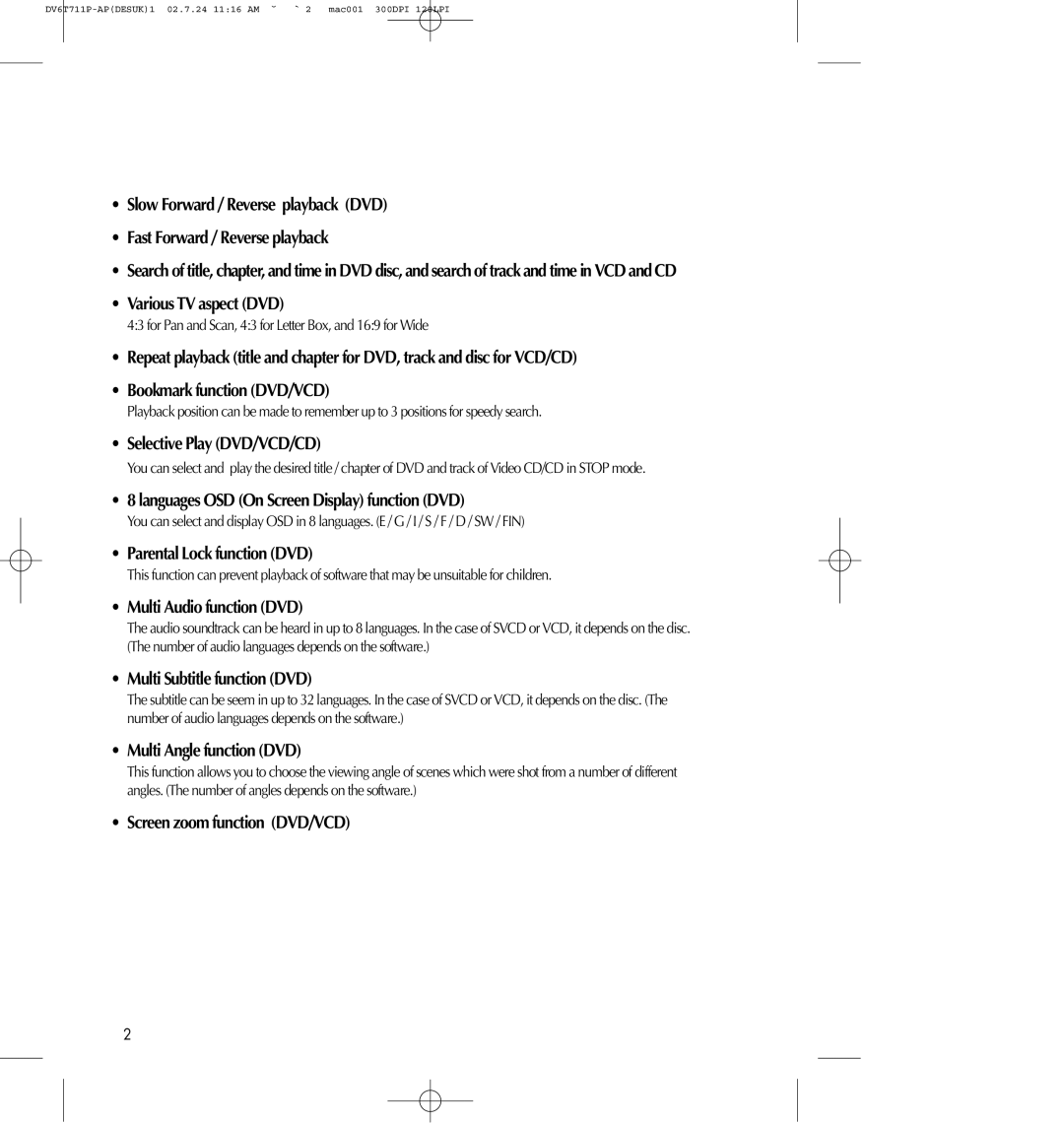 Daewoo SD-2100P, SD-8100P owner manual Slow Forward / Reverse playback DVD Fast Forward / Reverse playback 