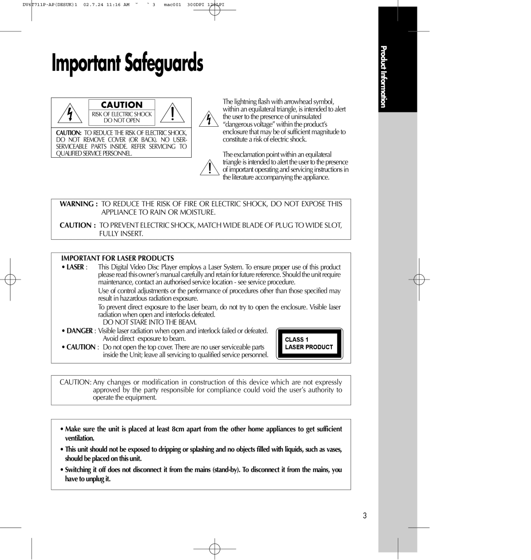Daewoo SD-8100P, SD-2100P owner manual Important Safeguards 