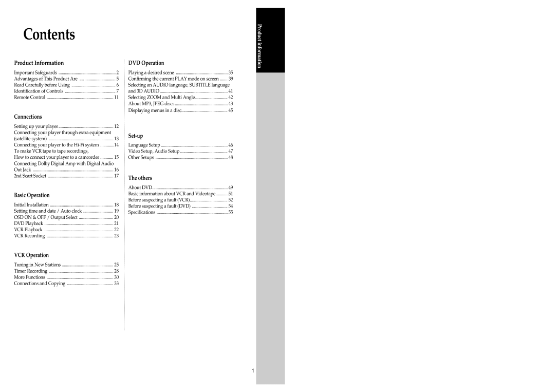 Daewoo SD-8500P, SD-8800P owner manual Contents 