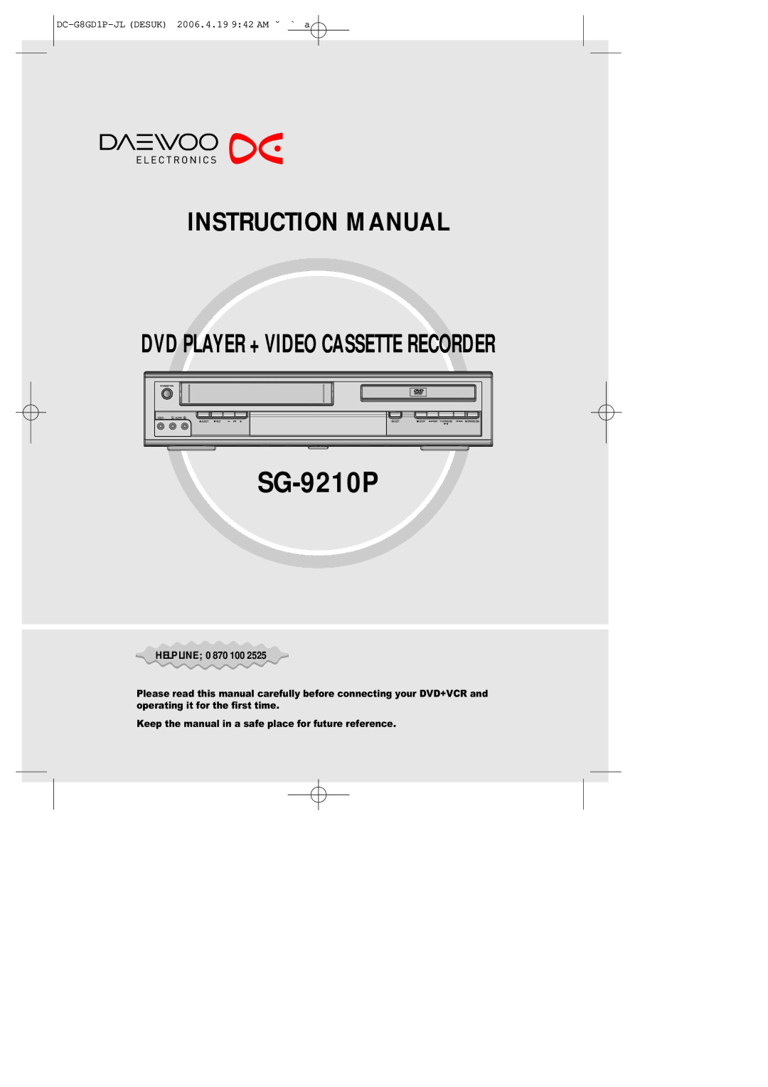 Daewoo SG-9210P instruction manual 