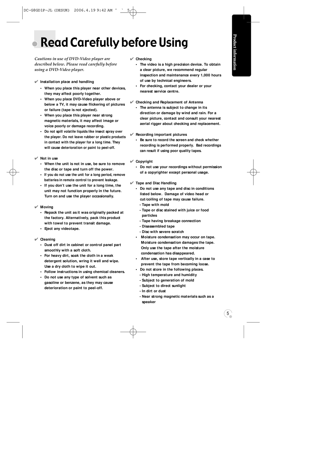 Daewoo SG-9210P instruction manual Read Carefully before Using 