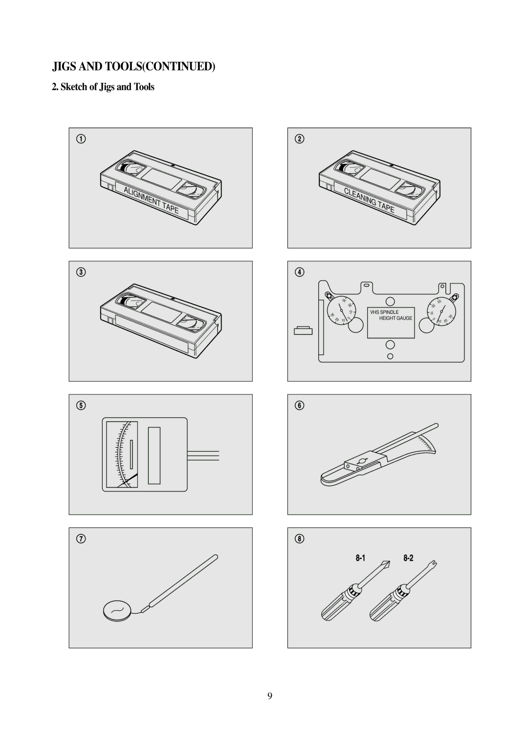 Daewoo VCR MECHANISM UNIT service manual Sketch of Jigs and Tools 