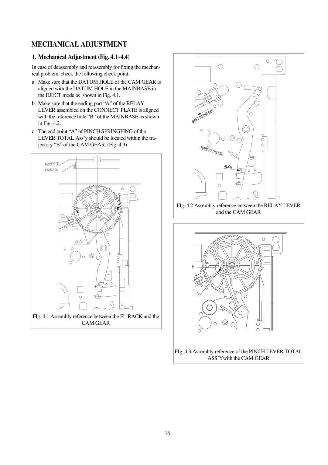 Daewoo VCR MECHANISM UNIT service manual Mechanical Adjustment .1~4.4 