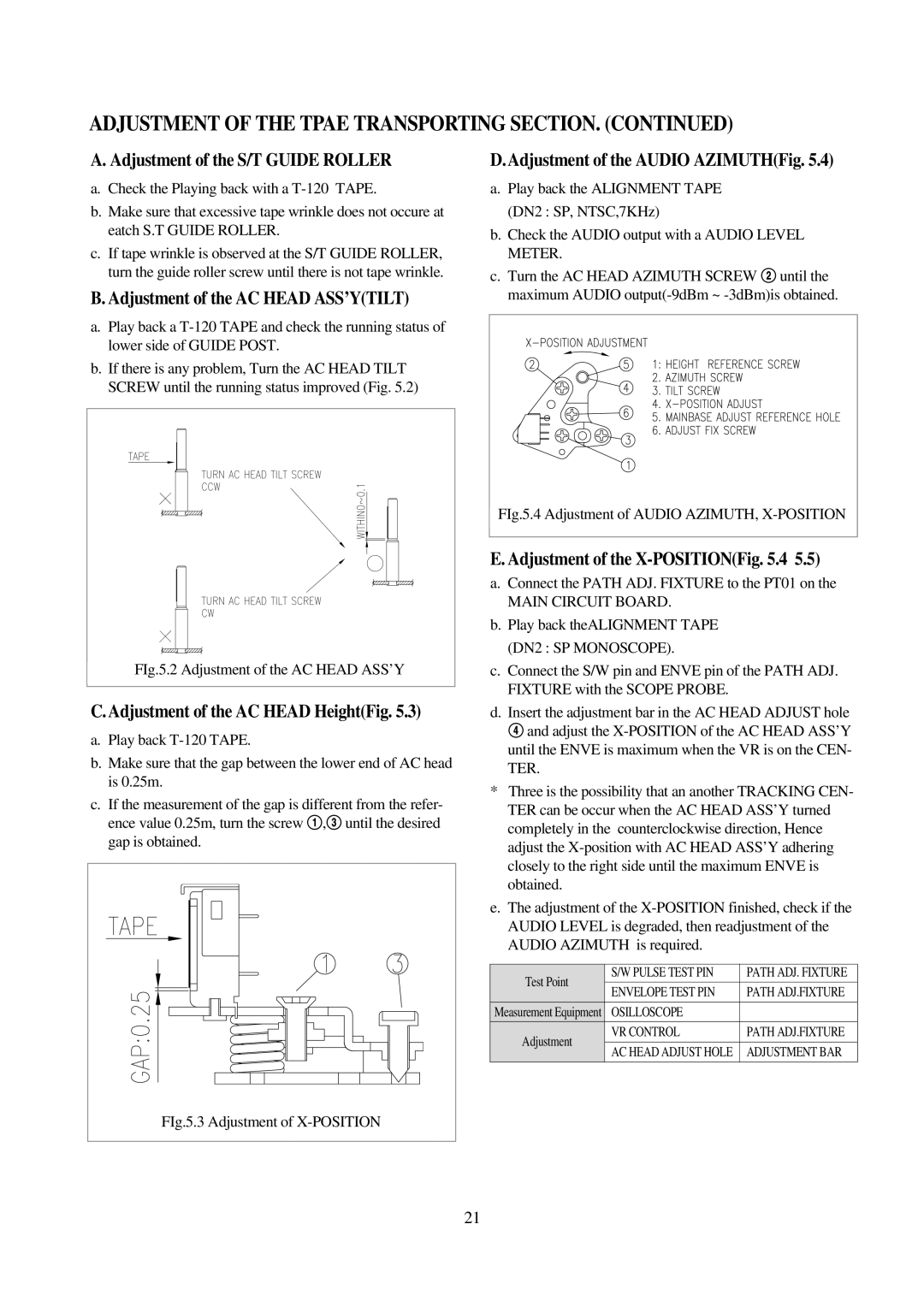 Daewoo VCR MECHANISM UNIT service manual Adjustment of the S/T Guide Roller, Adjustment of the AC Head ASS’YTILT 