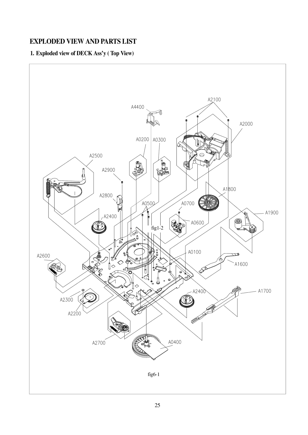 Daewoo VCR MECHANISM UNIT service manual Exploded View and Parts List, Exploded view of Deck Ass’y Top View 