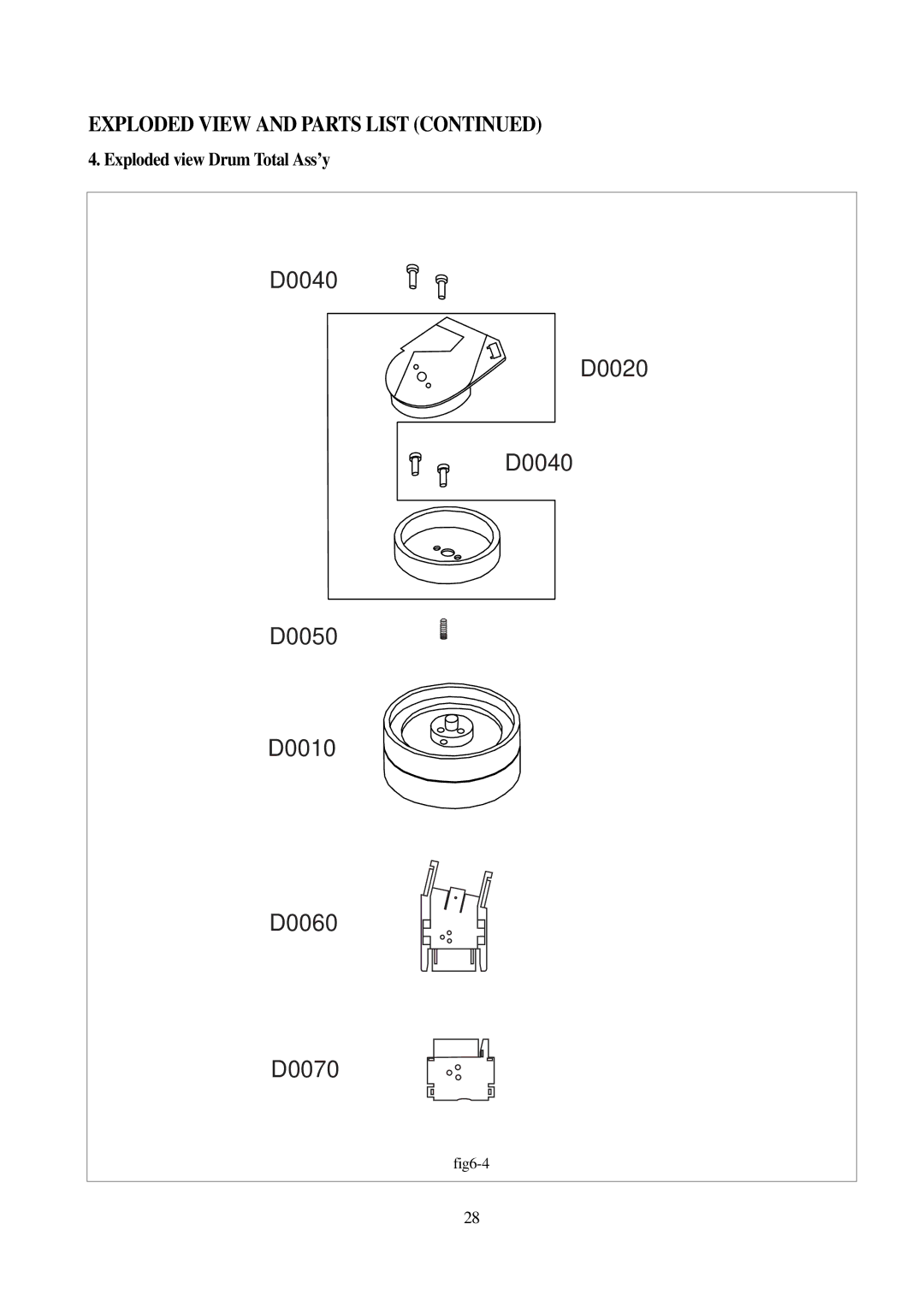 Daewoo VCR MECHANISM UNIT service manual D0040 D0020 D0050 D0010 D0060 D0070, Exploded view Drum Total Ass’y 