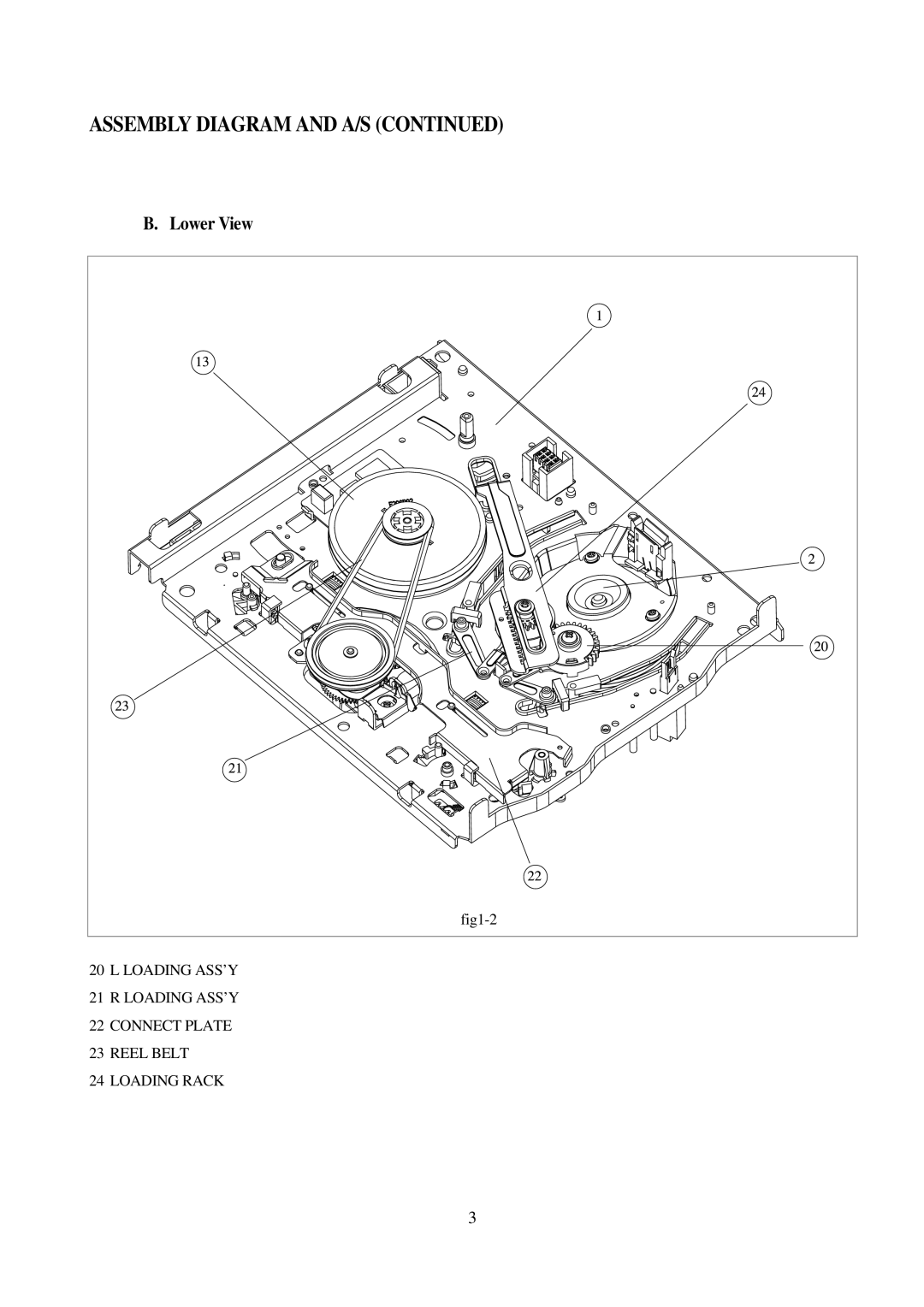 Daewoo VCR MECHANISM UNIT service manual Lower View 