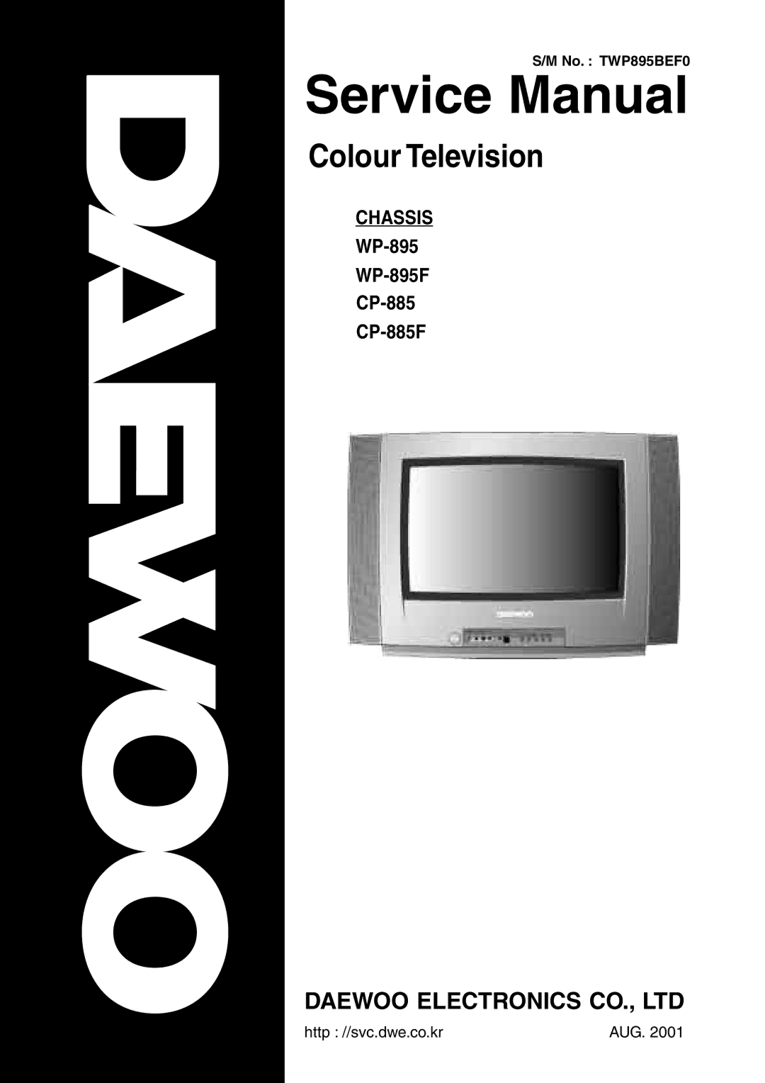 Daewoo WP-895F, CP-885F service manual Colour Television 