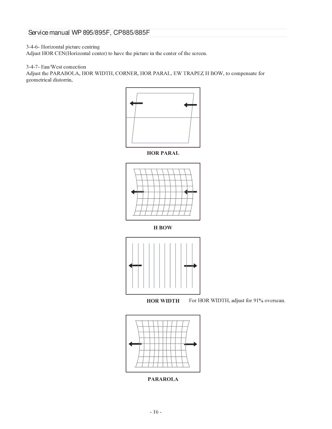 Daewoo WP-895F, CP-885F service manual HOR Paral BOW 