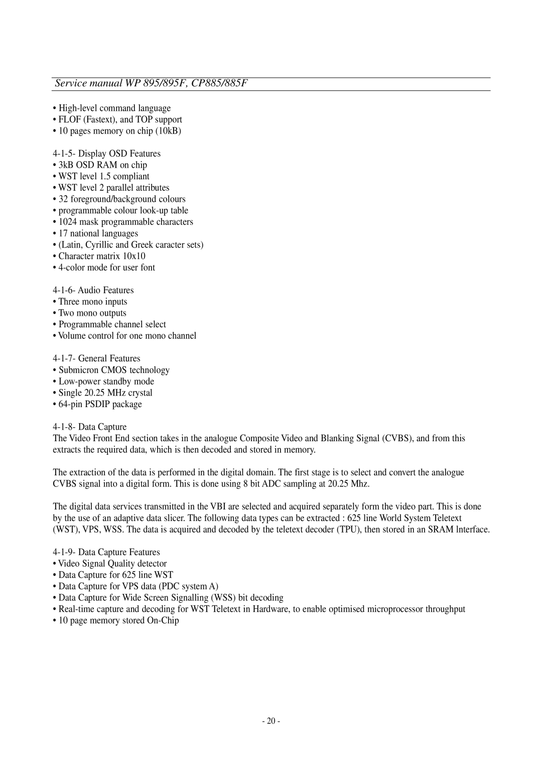 Daewoo WP-895F, CP-885F service manual 