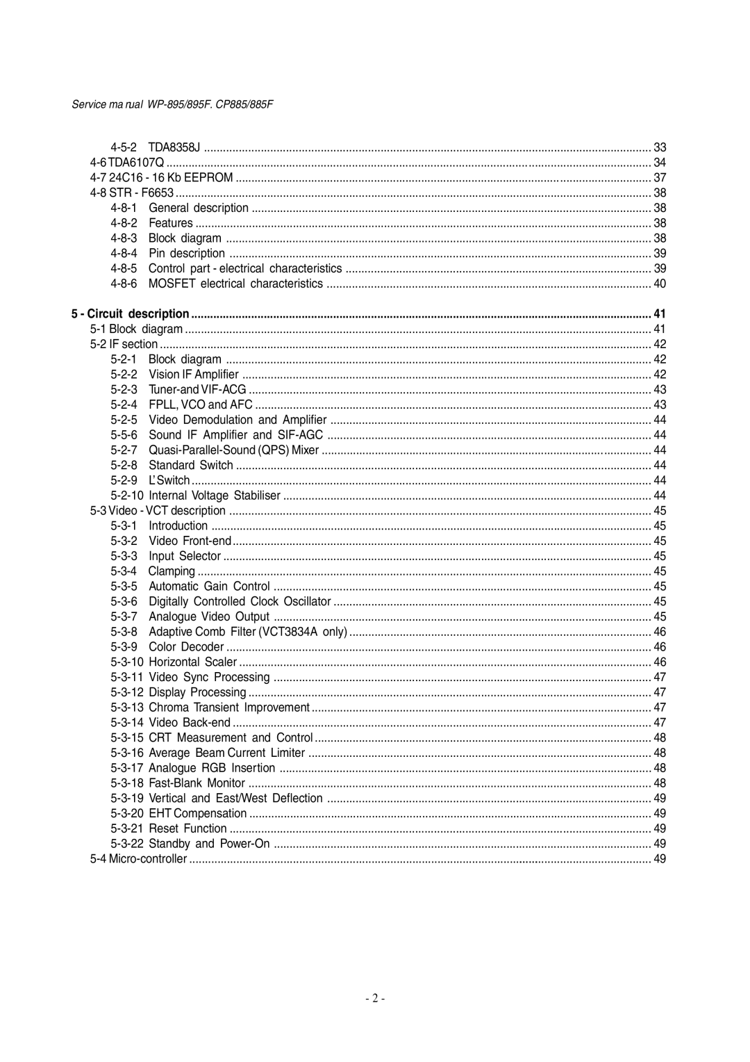 Daewoo CP-885F, WP-895F service manual Circuit description 