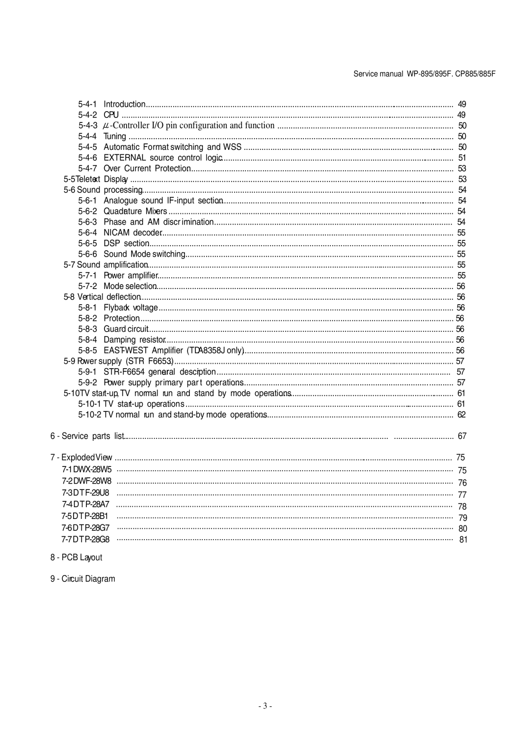 Daewoo WP-895F, CP-885F service manual PCB Layout Circuit Diagram 